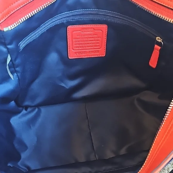 Coach 2013 Park Colorblock Carrie Tote Orange Blue Brown - Picture 11 of 14